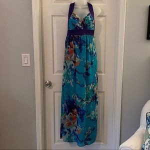 Blue floral maxi dress